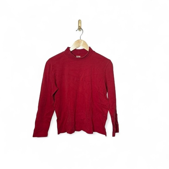 Vintage High Sierra Long Sleeve Shirt Women's Medium Red Mock Neck -Made in USA - Picture 1 of 4